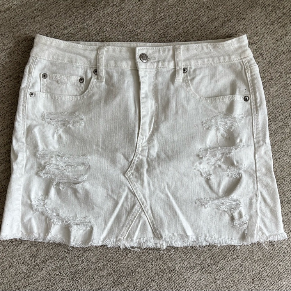 American Eagle Outfitters White Ripped Skirt